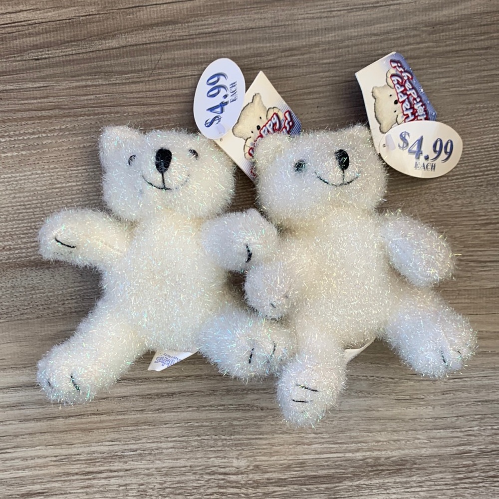 Sparkly White Happy Holiday Polar Bear 2  6”Snow Teddy Bears New